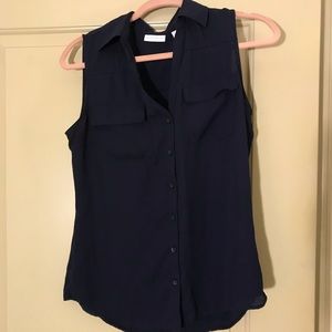 Navy sleeveless blouse